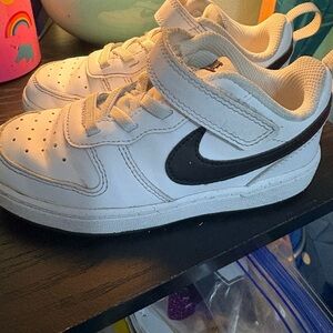Nike Kids White Sneakers with Black Logo
